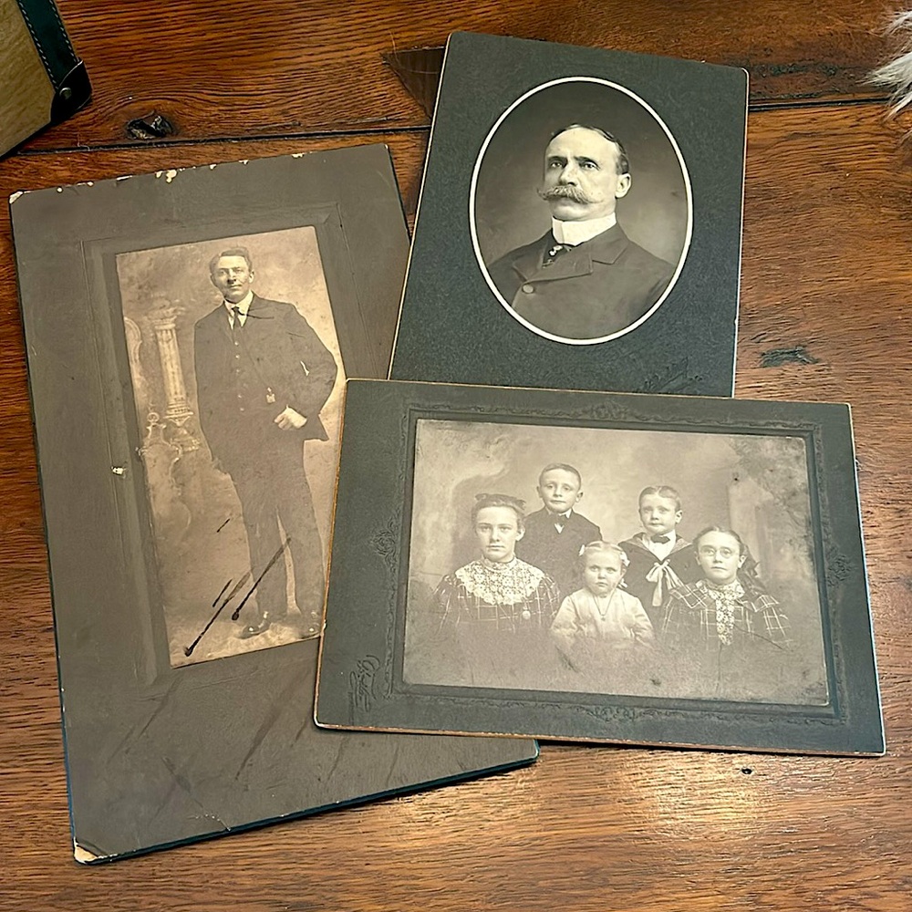 Antique Black and White Portrait Photograph Cabinet Cards